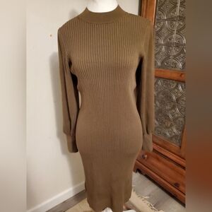 Banana Republic Brown Ribbed Long Sleeve Dress